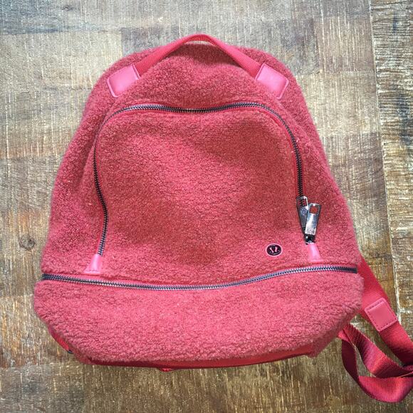 Lululemon City Adventurer Mini Sherpa Backpack Magma Burnt Orange 10L Fleece EUC main image 12